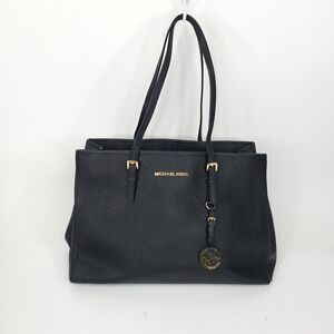 Michael Kors Jet Set Large Shoulder Tote Bag Handbag Saffiano Leather Black